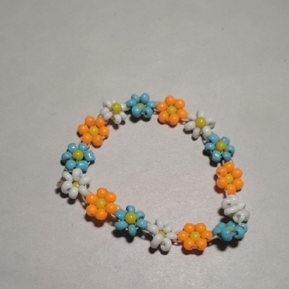 Colorful Beaded Flower Bracelet